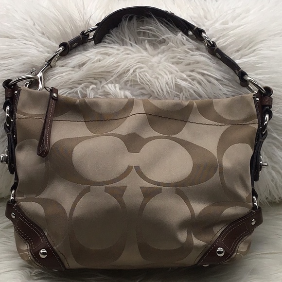 Coach Handbags - Coach Brown Signature Print Canvas/Leather Shoulder Bag